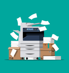 Pile of paper documents and printer Royalty Free Vector