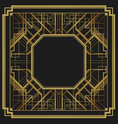 Art deco style geometric frame border design gold Vector Image