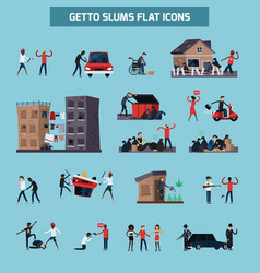 Ghetto slum icon set Royalty Free Vector Image
