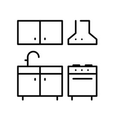Collection linear kitchen furniture icon Vector Image