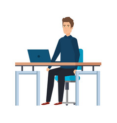 Young man in the workplace Royalty Free Vector Image