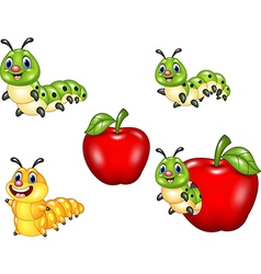 Cute caterpillar cartoon eating leaf Royalty Free Vector