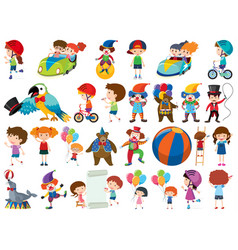 Set isolated objects theme circus Royalty Free Vector Image