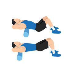 Man doing foam roller upper back stretch exercise Vector Image