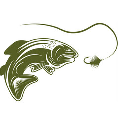 Design template trout and lure Royalty Free Vector Image