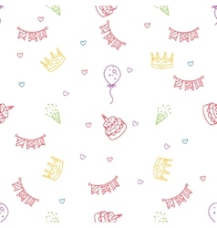 Birthday Cake Flat Seamless Pattern Background Vector Image