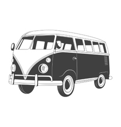 Retro travel bus front view Royalty Free Vector Image