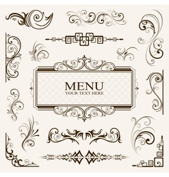 Set vintage calligraphic design elements Vector Image