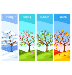 Four seasons tree and landscape Royalty Free Vector Image