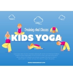 Kids yoga banner template with children Royalty Free Vector