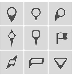 Black map pointer icons set Royalty Free Vector Image