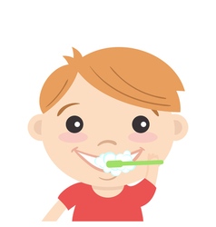 Happy kids cleaning a big tooth with a brush and Vector Image