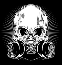 Skull wearing a gas mask and crossbones Royalty Free Vector