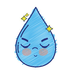 Kawaii cute angry water drop Royalty Free Vector Image