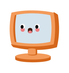 Computer Screen Monitor Kawaii Cute Cartoon Vector Image