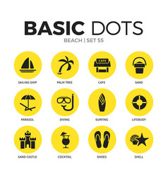 Flat icons summer beach Royalty Free Vector Image