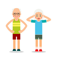 Old people exercising elderly couple does Vector Image