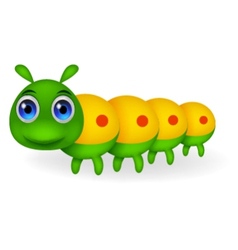 Cute green caterpillar cartoon Royalty Free Vector Image