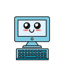 Desktop computer mascot Royalty Free Vector Image