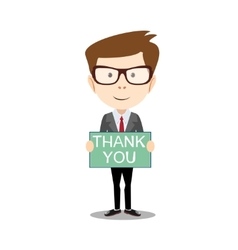 Businessman holding thank you sign Royalty Free Vector Image