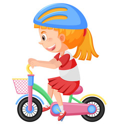 Girl wearing helmet when riding bike Royalty Free Vector