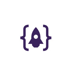 Code rocket hipster vintage logo icon Royalty Free Vector