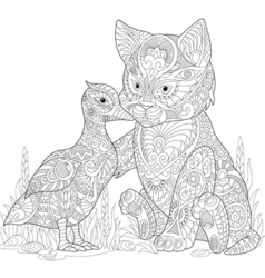 Coloring book red cat abyssinian Royalty Free Vector Image