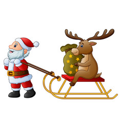 Happy cartoon santa and reindeer Royalty Free Vector Image