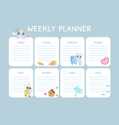 Horizontal timetable for elementary school weekly Vector Image