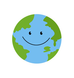 Planet earth globe with cute face smiling Vector Image