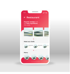 Red cafe menu ui ux gui screen for mobile apps Vector Image