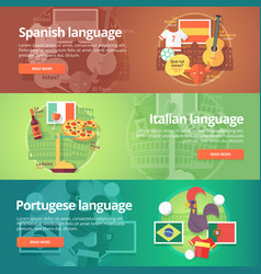 Foreign languages learning banner set design Vector Image