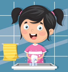 Kid washing hands Royalty Free Vector Image - VectorStock