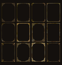 Decorative rectangle frames and borders set gold Vector Image