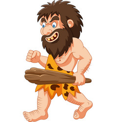 Cartoon caveman waving hand Royalty Free Vector Image