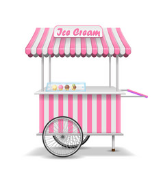 Realistic street food cart with wheels mobile red Vector Image