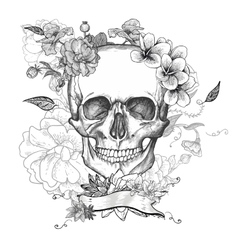 Skull and Flowers Day of The Dead Royalty Free Vector Image