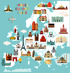 Europe Travel Map Royalty Free Vector Image - Vectorstock