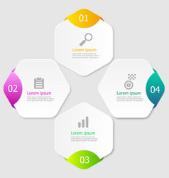Hexagon infographic elements layout 4 steps Vector Image