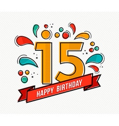 Colorful happy birthday number 19 flat line design