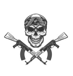 Vintage bandit skull in bandana Royalty Free Vector Image