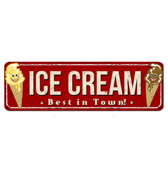 Retro ice cream tin sign design concept Royalty Free Vector