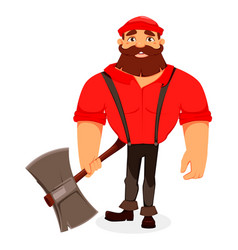 Lumberjack handsome logger cartoon character Vector Image