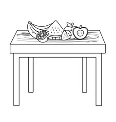 Watermelon cartoon fruit in black and white Vector Image