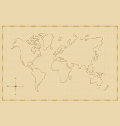 vintage world map old hand drawn art vector
