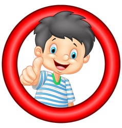 Cartoon boy giving you thumbs up Royalty Free Vector Image