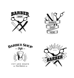 Set Retro Barber Shop Emblems Royalty Free Vector Image