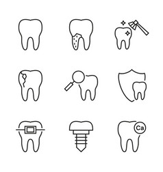 Dentistry outline icons set Royalty Free Vector Image