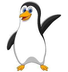 Cute funny emperor penguin presenting isolated Vector Image