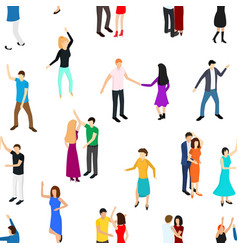 Isometric dancing people characters crowd circle Vector Image